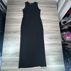 Lauren Ralph Lauren Black Sleeveless Maxi Dress with Embellished Neckline Size 8